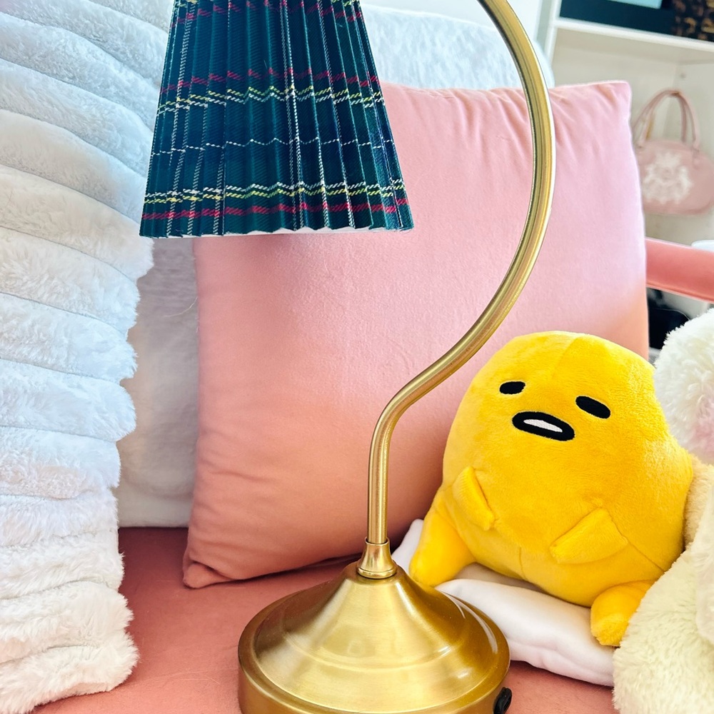 Green Plaid Laura Ashley Gold Lamp Cordless Rechargeable